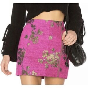 Free People Skirt Movin‎ on Fuchsia Floral Print Mini Zipper Women's Size 12